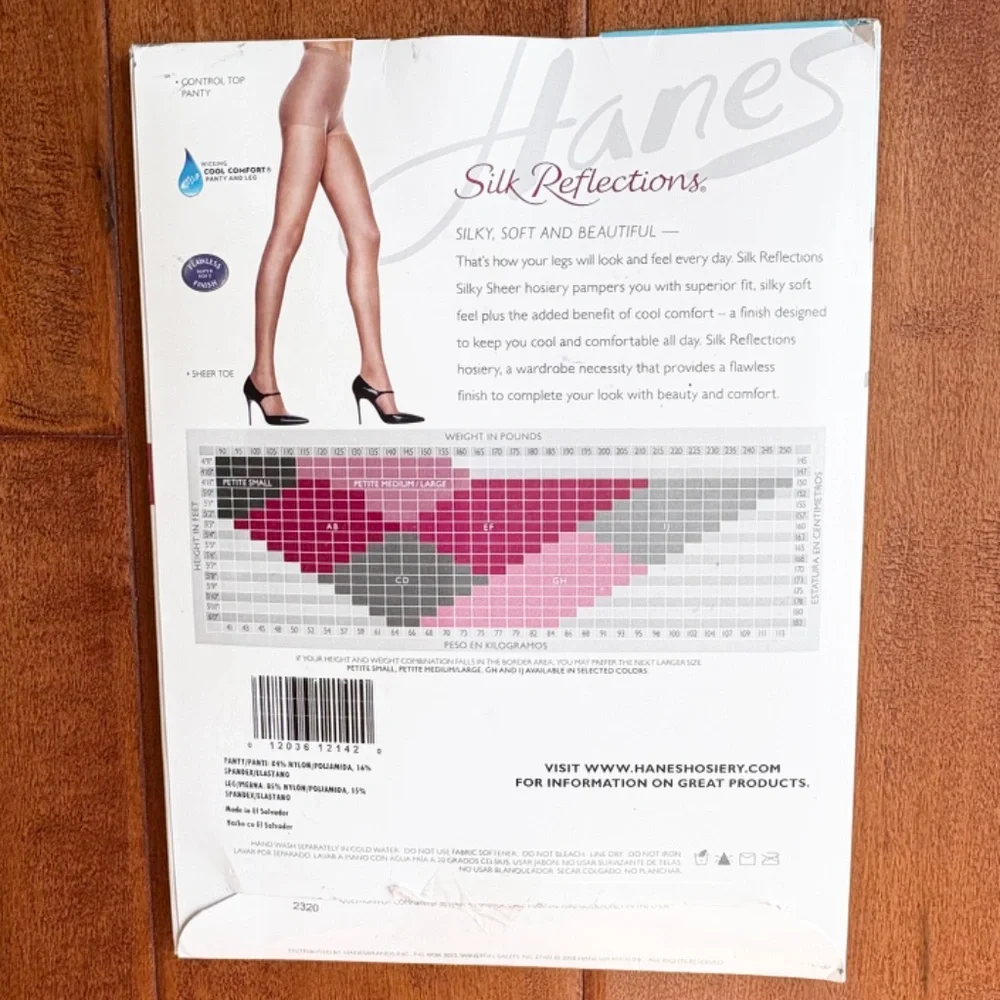 New‎ Hanes Silk Reflections Control Top Reinforced Toe Pantyhose C-D Color Pearl